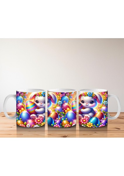 Çocuklara Sütü Sevdiren Çiçek Taclı Paskalya Tavşanı Kupa Bardak fırsatları