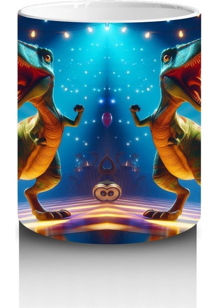 Çocuklara Sütü Sevdiren Disko Topu Altında Dans Eden Dinozor Desenli Kupa Bardak fiyatları