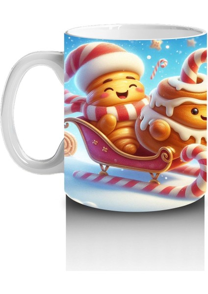 Çocuklara Sütü Sevdiren Kızaklı Kurabiye Neşesi Kupa Bardak