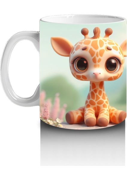 Çocuklara Sütü Sevdiren Zarif Zürafa Yavrusu Kupa Bardak