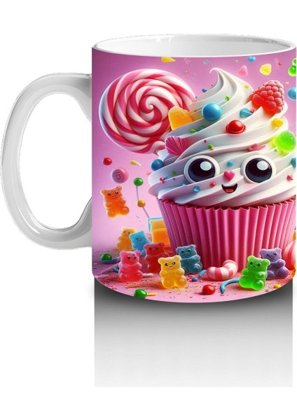 Çocuklara Sütü Sevdiren Şeker Patlamalı Cupcake Kupa Bardak