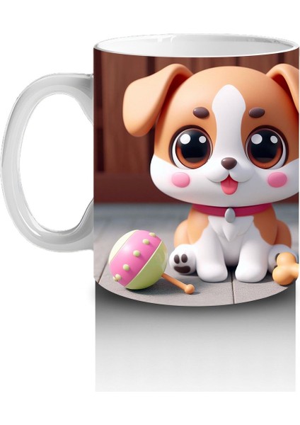 Çocuklara Sütü Sevdiren Neşeli Yavru Köpek Kupa Bardak