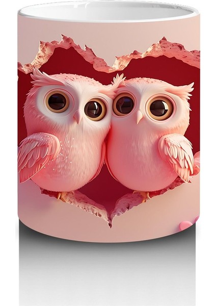 Çocuklara Sütü Sevdiren Kırık Kalpten Bakan Sevimli Baykuş Çifti Kupa Bardak fiyatları