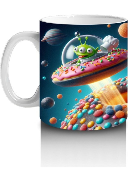 Çocuklara Sütü Sevdiren Şeker Gezegeni Uzaylı Kupa Bardak