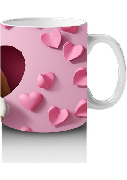 Çocuklara Sütü Sevdiren Kalp Duvarından Bakan Meraklı Köpek Kupa Bardak modelleri