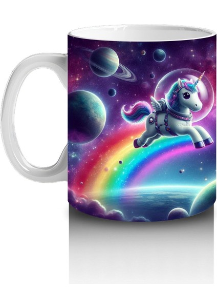 Çocuklara Sütü Sevdiren Astronot Unicorn Yolculuğu Kupa Bardak
