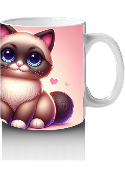 Çocuklara Sütü Sevdiren Safir Gözlü Kedi Kupa Bardak modelleri