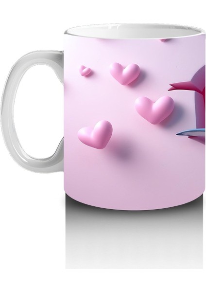 Çocuklara Sütü Sevdiren Kalp Yağmurlu Köpekbalığı Kupa Bardak