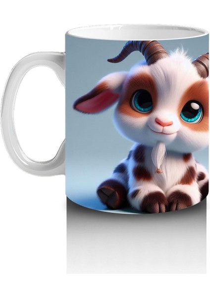 Çocuklara Sütü Sevdiren Neşeli Dağ Keçisi Kupa Bardak