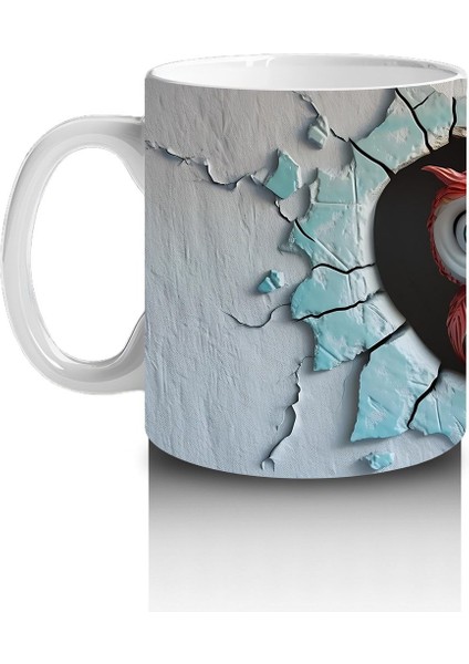 Çocuklara Sütü Sevdiren Duvarı Delip Bakan Kalp Baykuş Çifti Kupa Bardak