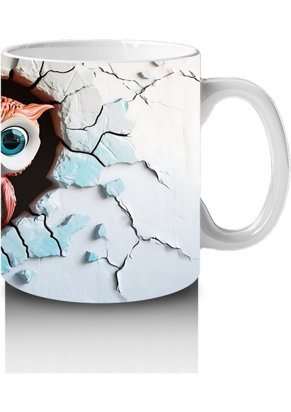 Çocuklara Sütü Sevdiren Duvarı Delip Bakan Kalp Baykuş Çifti Kupa Bardak modelleri