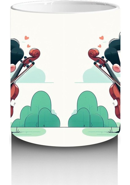 Çocuklara Sütü Sevdiren Viyolonsel Çalan Sevimli Müzisyen Desenli Kupa Bardak fiyatları