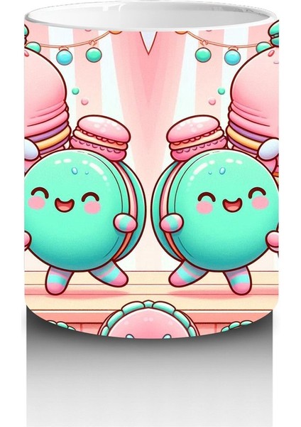 Çocuklara Sütü Sevdiren Neşeli Macaron Ailesi Desenli Kupa Bardak fiyatları