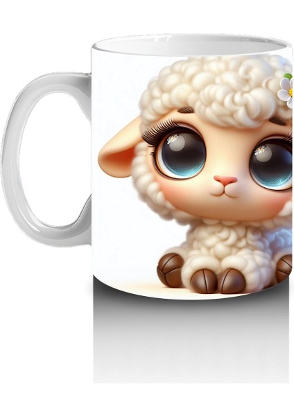 Çocuklara Sütü Sevdiren Çiçek Taclı Kuzu Kupa Bardak