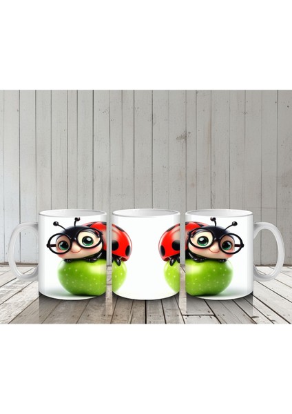 Çocuklara Sütü Sevdiren Gözlüklü Uğur Böceği ve Elma Desenli Kupa Bardak indirimleri