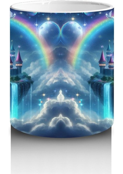 Çocuklara Sütü Sevdiren Gökkuşağı ve Büyülü Şato Desenli Kupa Bardak fiyatları