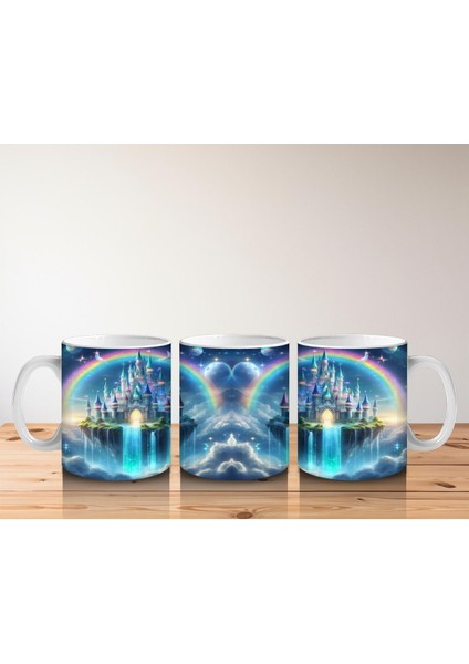 Çocuklara Sütü Sevdiren Gökkuşağı ve Büyülü Şato Desenli Kupa Bardak fırsatları