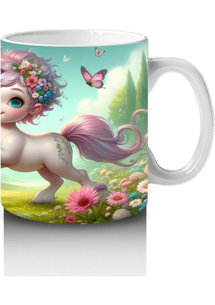 Çocuklara Sütü Sevdiren Çiçekli Taçlı Sevimli Unicorn Desenli Kupa Bardak modelleri