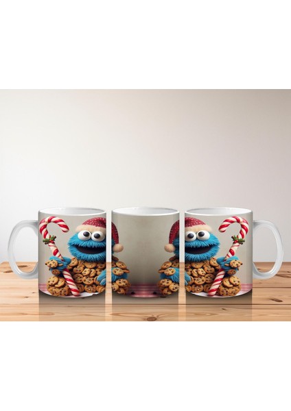 Çocuklara Sütü Sevdiren Kurabiye Canavarı ve Baston Şeker Desenli Kupa Bardak fırsatları