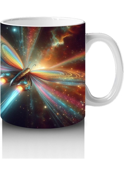 Çocuklara Sütü Sevdiren Işık Kanatlı Uzay Kelebeği Desenli Kupa Bardak modelleri