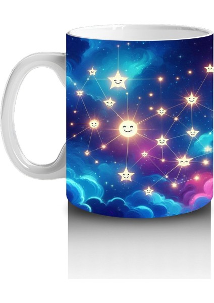 Çocuklara Sütü Sevdiren Gülümseyen Yıldız Bulutu Kupa Bardak