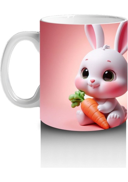 Çocuklara Sütü Sevdiren Havuçlu Mutlu Tavşan Kupa Bardak