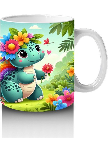 Çocuklara Sütü Sevdiren Çiçek Bahçesi Dinozoru Kupa Bardak modelleri