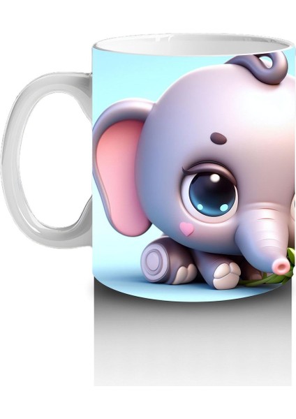 Çocuklara Sütü Sevdiren Şirin Fil Bebeği Kupa Bardak