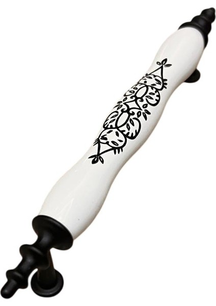 Porselen Kulp Siyah Taç Desenli 128MM(12.8CM) Ölçüsünde Ayakları Siyah Mobilya Kapak Çekmece Kulbu fiyatları