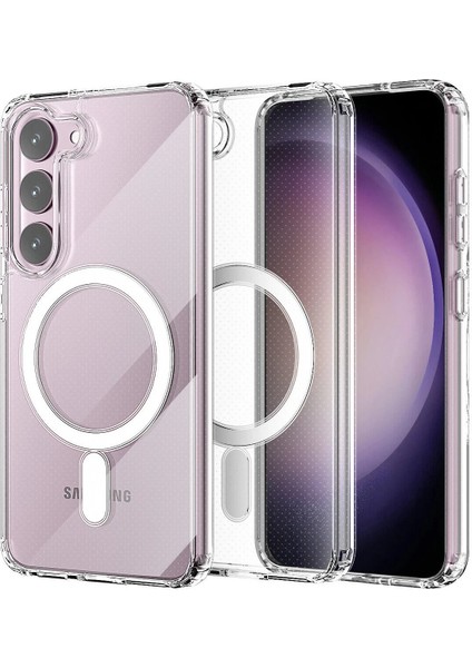 Samsung Galaxy S23 Kılıf Magneticsafe Şeffaf Silikon - Şeffaf Arbkd fiyatları