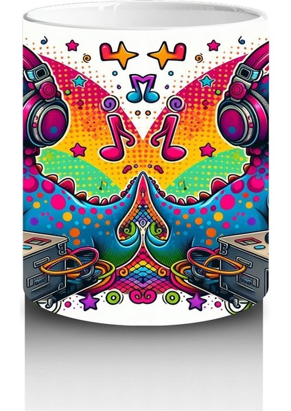 Çocuklara Sütü Sevdiren Renkli Dj Dinozor Desenli Kupa Bardak fiyatları