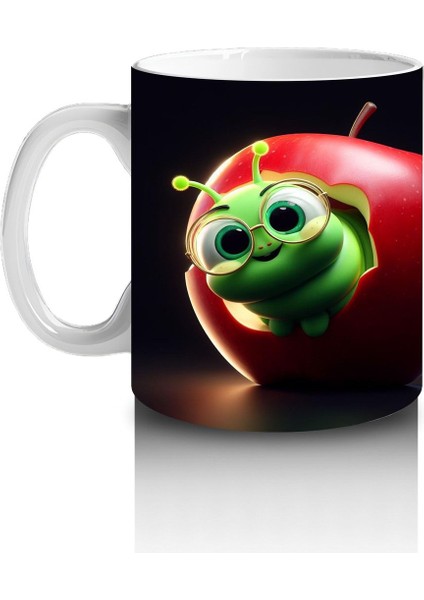 Çocuklara Sütü Sevdiren Neşeli Solucanlı Elma Kupa Bardak