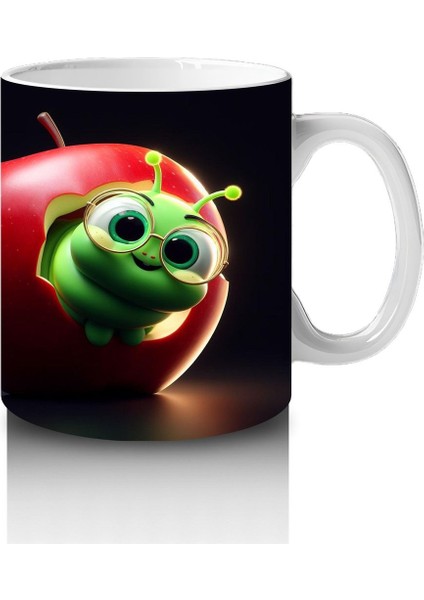 Çocuklara Sütü Sevdiren Neşeli Solucanlı Elma Kupa Bardak modelleri