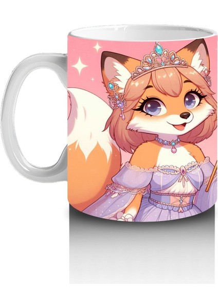 Çocuklara Sütü Sevdiren Sihirli Yıldız Asalı Tilki Prenses Desenli Kupa Bardak
