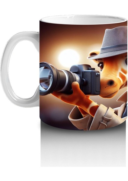 Çocuklara Sütü Sevdiren Fotoğrafçı Zürafa Desenli Kupa Bardak