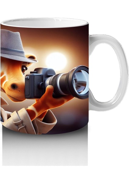 Çocuklara Sütü Sevdiren Fotoğrafçı Zürafa Desenli Kupa Bardak modelleri