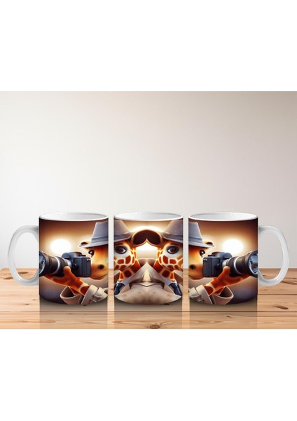 Çocuklara Sütü Sevdiren Fotoğrafçı Zürafa Desenli Kupa Bardak fırsatları