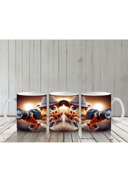 Çocuklara Sütü Sevdiren Fotoğrafçı Zürafa Desenli Kupa Bardak indirimleri