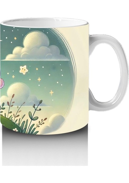 Çocuklara Sütü Sevdiren Gece Masalı Okuyan Sevimli Ayıcık Desenli Kupa Bardak modelleri