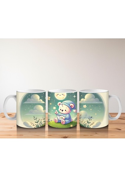 Çocuklara Sütü Sevdiren Gece Masalı Okuyan Sevimli Ayıcık Desenli Kupa Bardak fırsatları