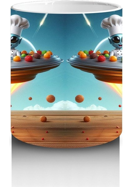 Çocuklara Sütü Sevdiren Uçan Donut ve Şef Fareli Uzay Gemisi Desenli Kupa Bardak fiyatları