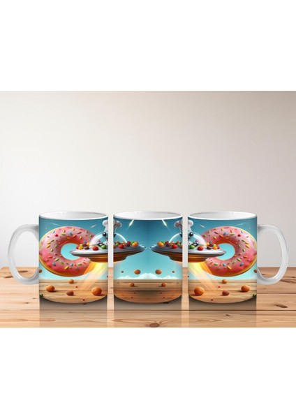 Çocuklara Sütü Sevdiren Uçan Donut ve Şef Fareli Uzay Gemisi Desenli Kupa Bardak fırsatları