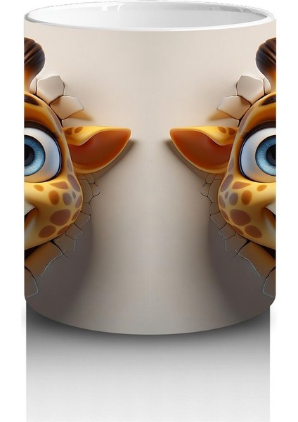 Çocuklara Sütü Sevdiren Duvarı Delip Bakan Neşeli Zürafa Kupa Bardak fiyatları