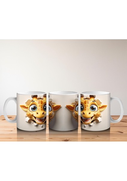 Çocuklara Sütü Sevdiren Duvarı Delip Bakan Neşeli Zürafa Kupa Bardak fırsatları