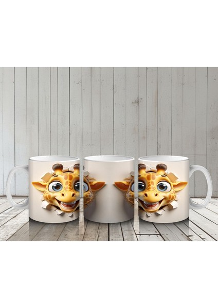 Çocuklara Sütü Sevdiren Duvarı Delip Bakan Neşeli Zürafa Kupa Bardak indirimleri