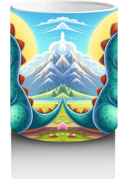 Çocuklara Sütü Sevdiren Dondurma Yiyen Tatlı Dinozor Desenli Kupa Bardak fiyatları