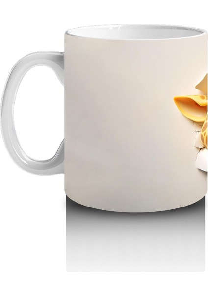 Çocuklara Sütü Sevdiren Duvarı Delip Bakan Tek Başına Zürafa Kupa Bardak