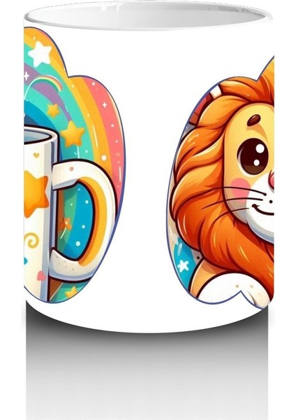 Çocuklara Sütü Sevdiren Renkli Kupasıyla Sevimli Aslan Desenli Kupa Bardak fiyatları