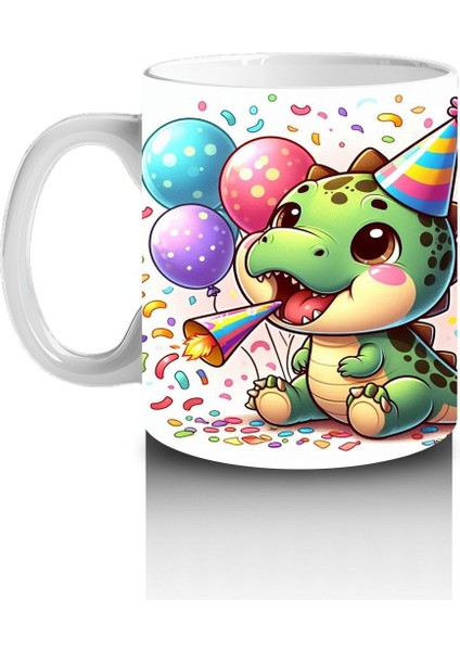 Çocuklara Sütü Sevdiren Parti Dinozoru Şenliği Kupa Bardak