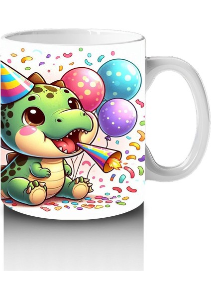 Çocuklara Sütü Sevdiren Parti Dinozoru Şenliği Kupa Bardak modelleri